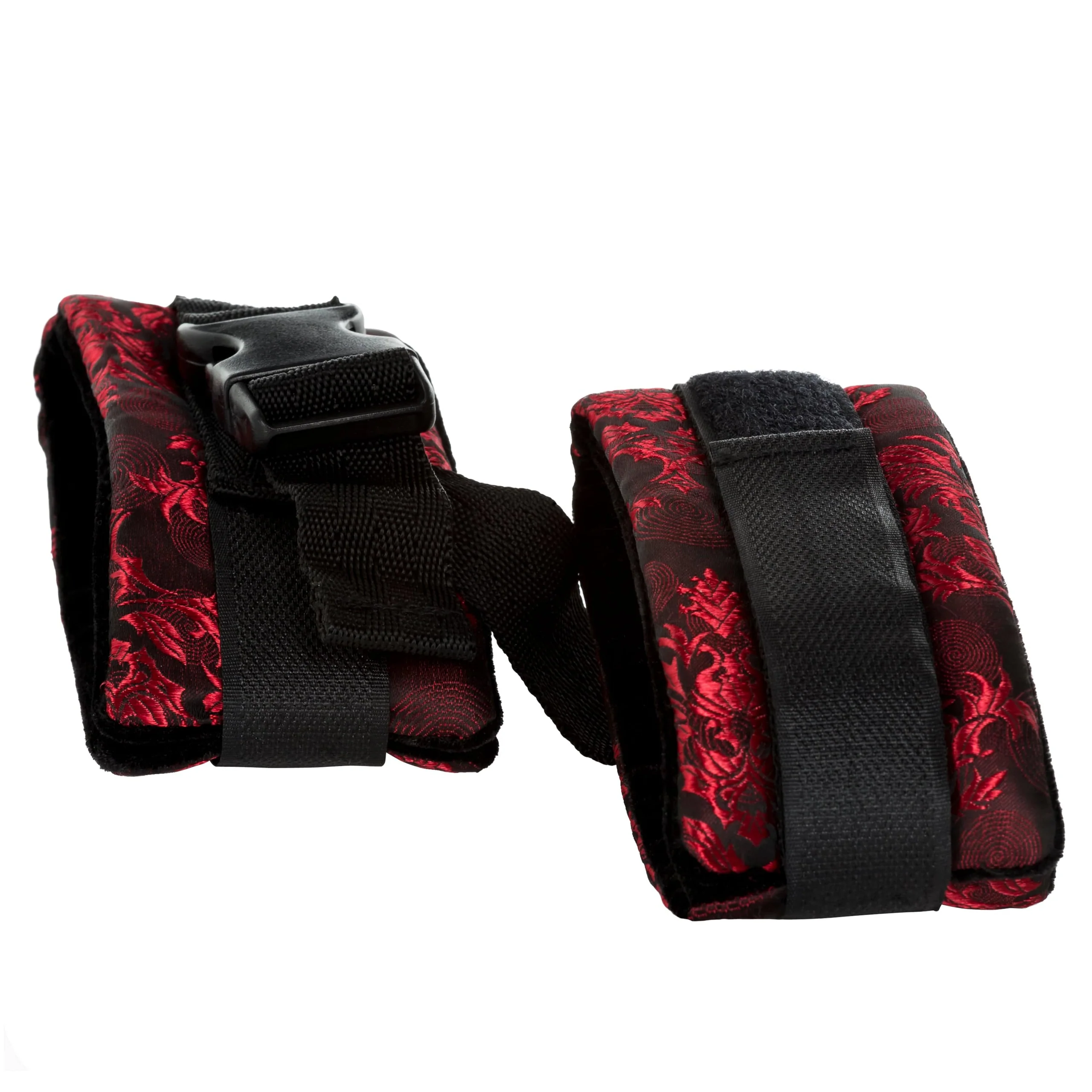 Scandal® Control Cuffs in Red and Black Brocade for Wrists or Ankles
