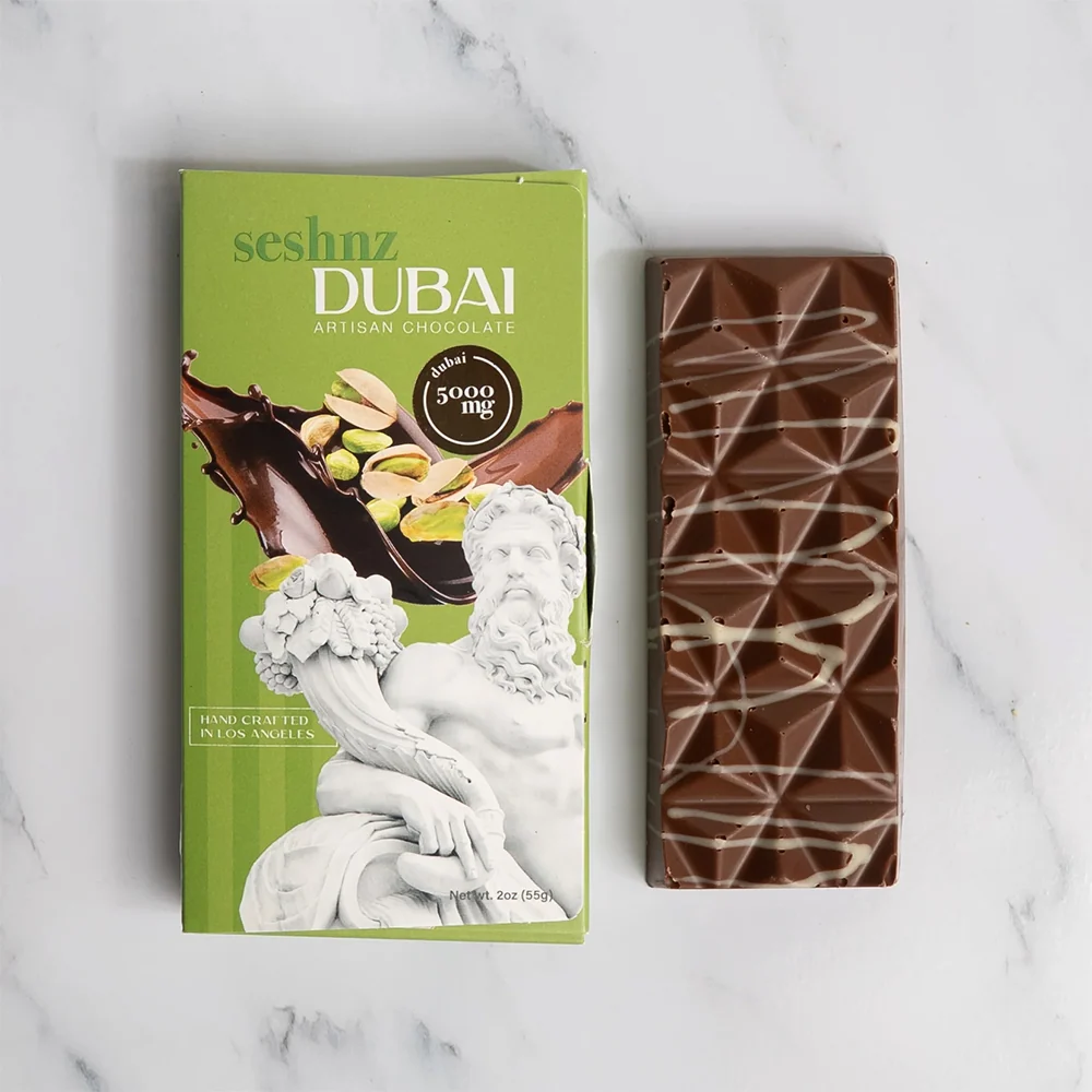 Seshnz Dubai Chocolate Mushroom Blend Full Bar 5000mg