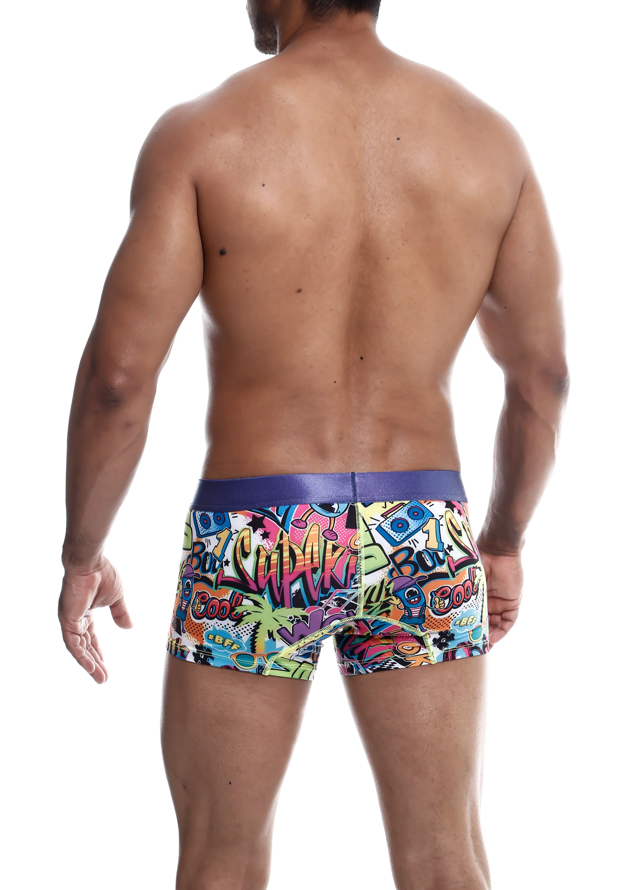 Male Basics Hipster Trunk Men's Boxer Briefs with Doodle Print