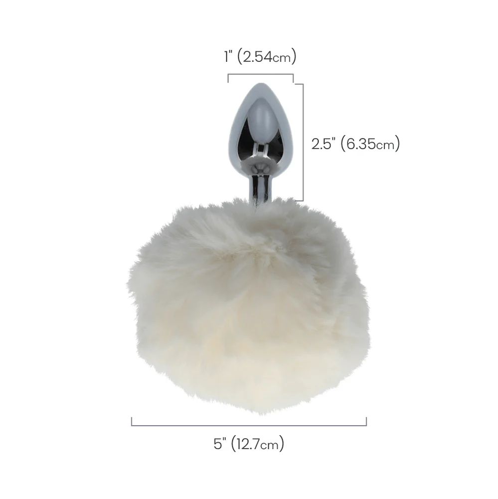 Tailz Fluffy Bunny Tail Weighted Metal Plug in Pink