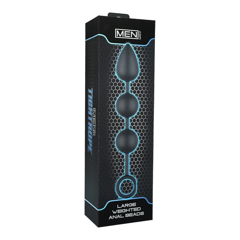 Men.com Tight Rope Large Weighted Anal Beads with Retrieval Ring