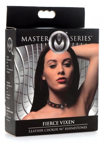 Master Series Leather Choker With Glimmering Rhinestones