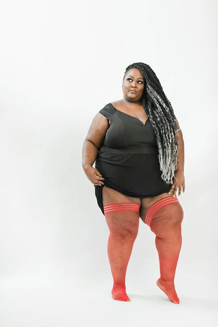 Kix'ies Fishnet Thigh Highs in Chocolate Nude with No-Slip Grip