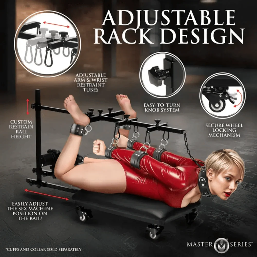 Master Series Hog Tie Restraint Rack with Sex Machine and Padded Platform