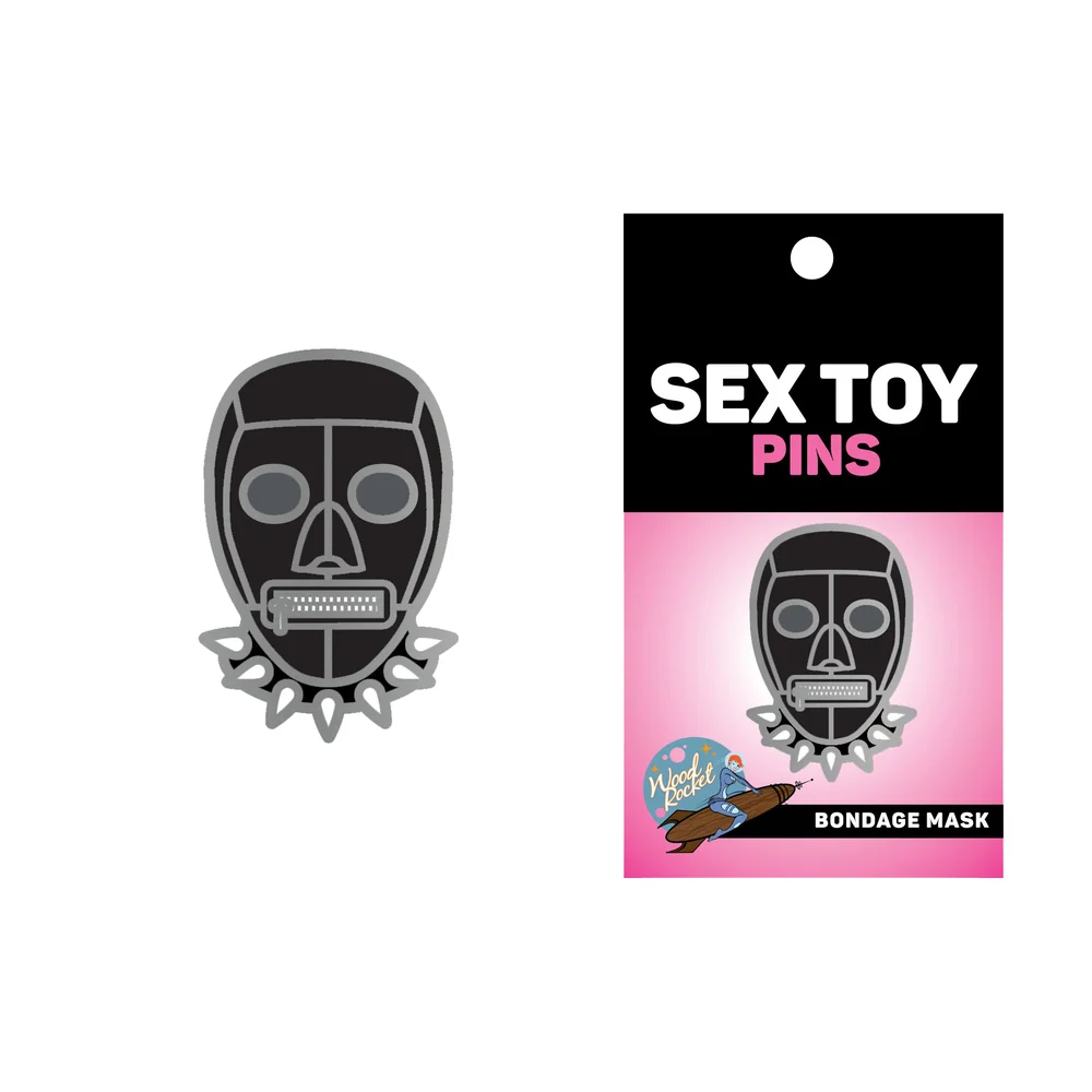 Black Bondage Mask Soft Enamel Lapel Pin by Wood Rocket