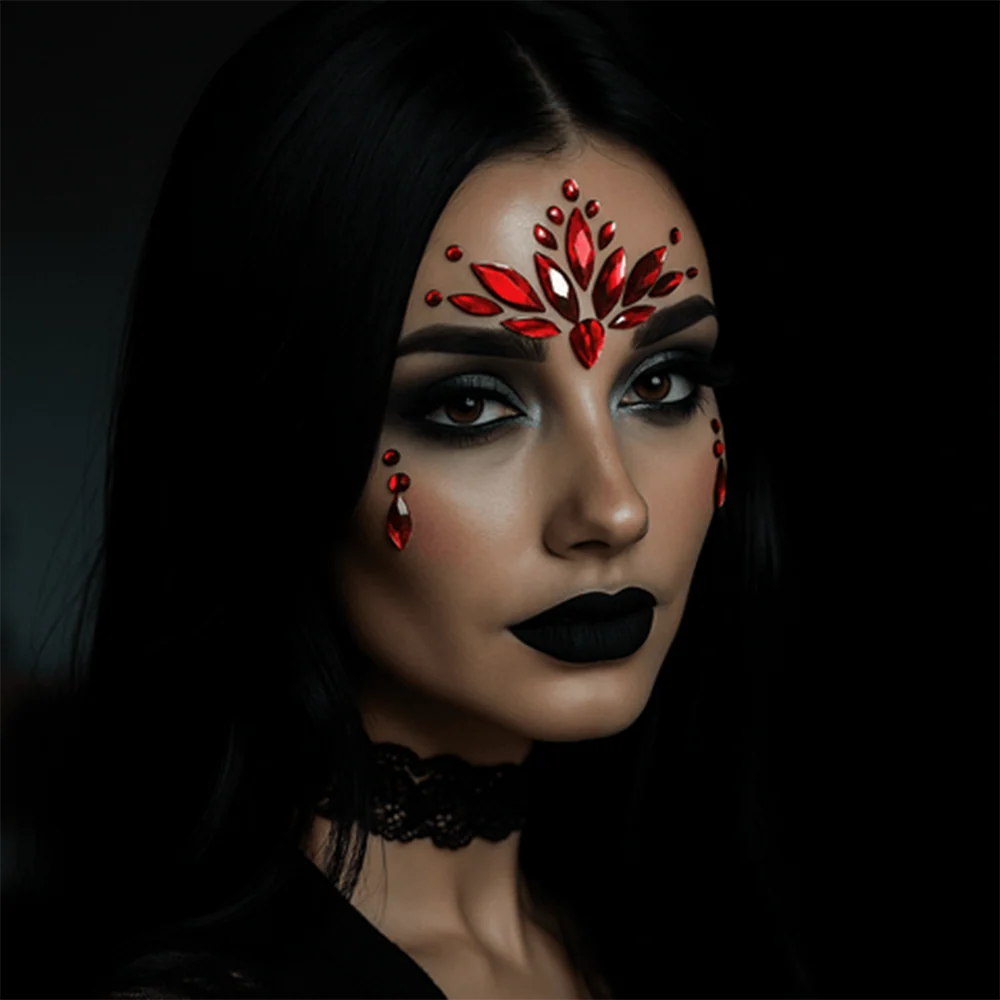 Neva Nude Demonica Red Crystal Tiara Face Sticker