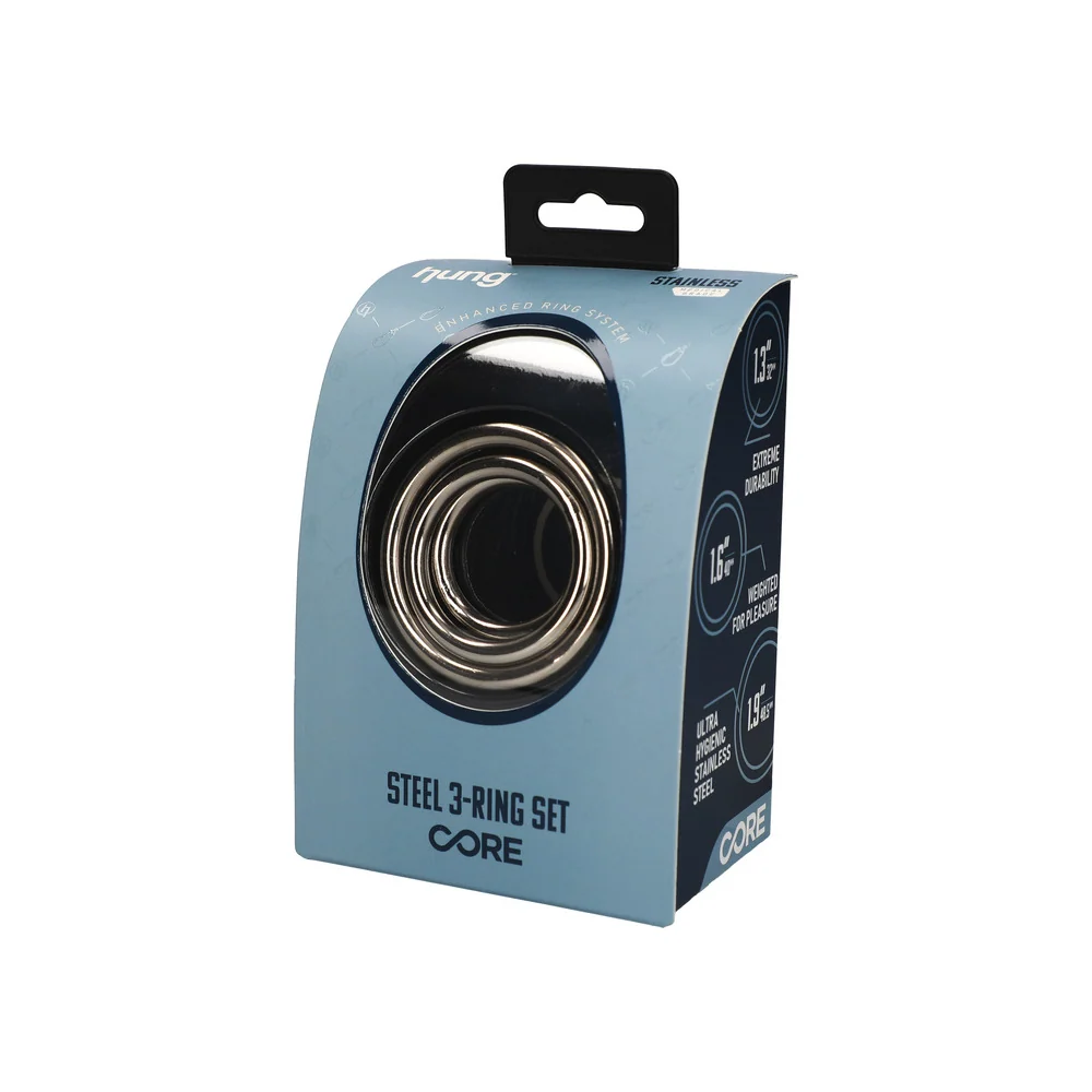 Hung Steel 3-Ring Set Weighted Stainless Steel Cock Rings