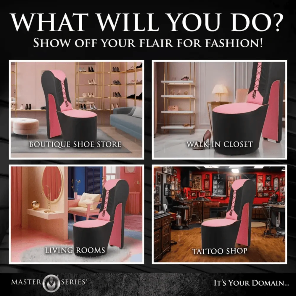 Master Series Stiletto BDSM Sex Chair in Pink and Black