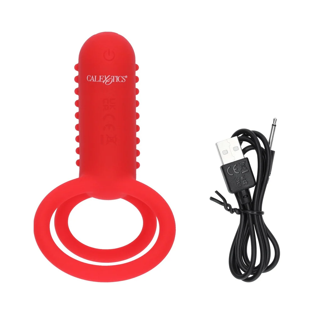 CalExotics Silicone Rechargeable Vertical Dual Enhancer Cock Ring