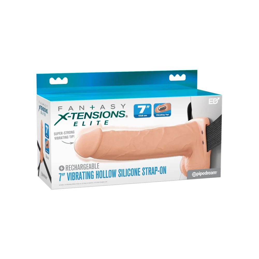 Fantasy X-Tensions Elite 7 Inch Vibrating Hollow Silicone Strap-On