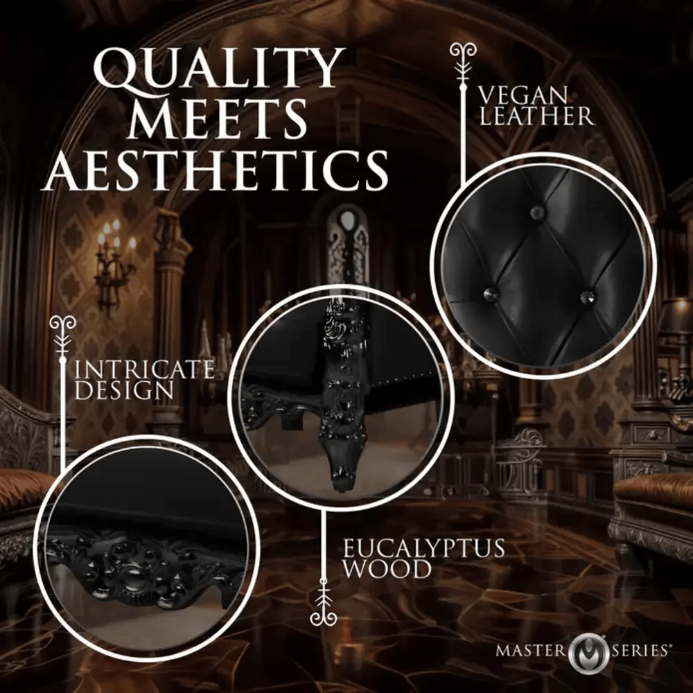 Master Series Dom's Throne BDSM Chair with Baroque Wood Carvings
