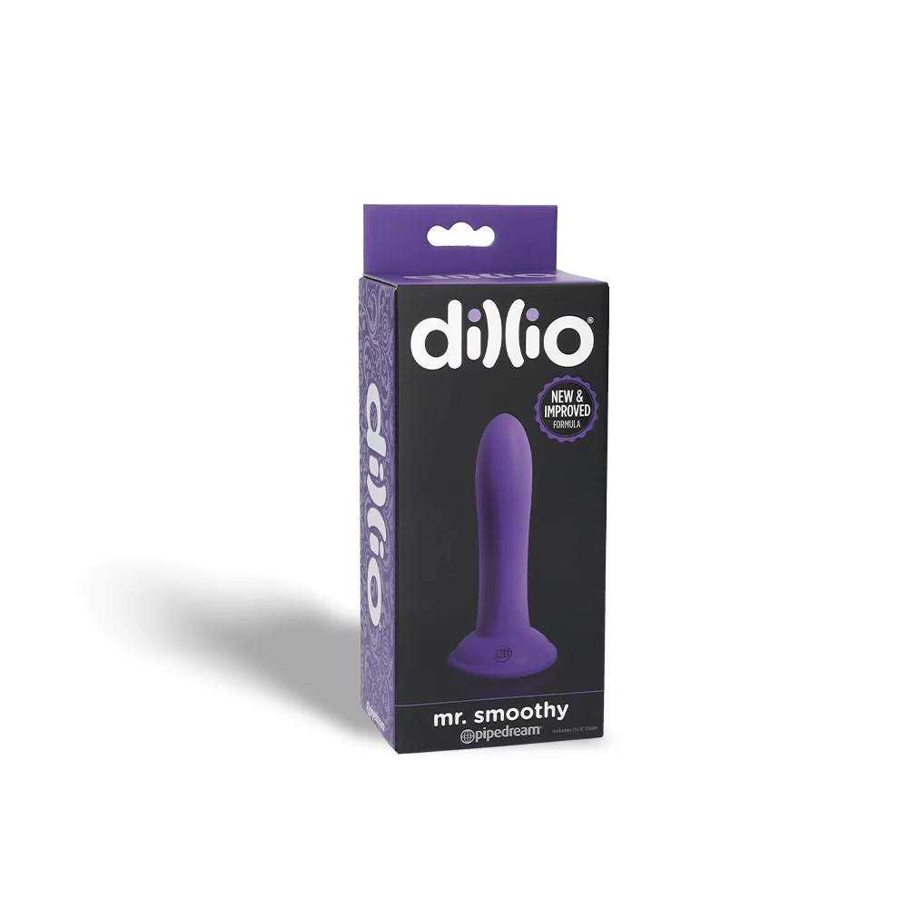 Dillio Mr Smoothy紫色入门假阳具，带吸盘底座