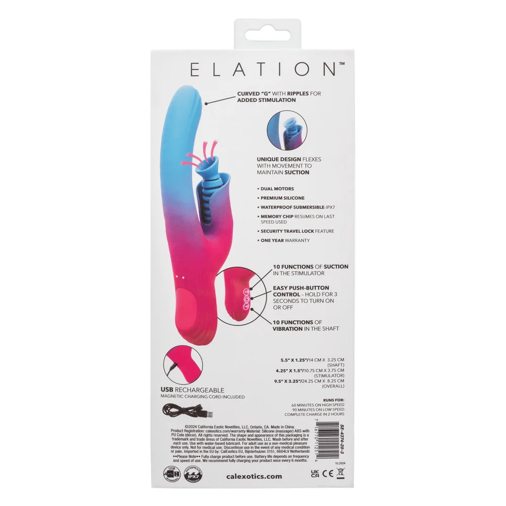 Elation Dual Stimulator Rabbit Vibrator with Suction