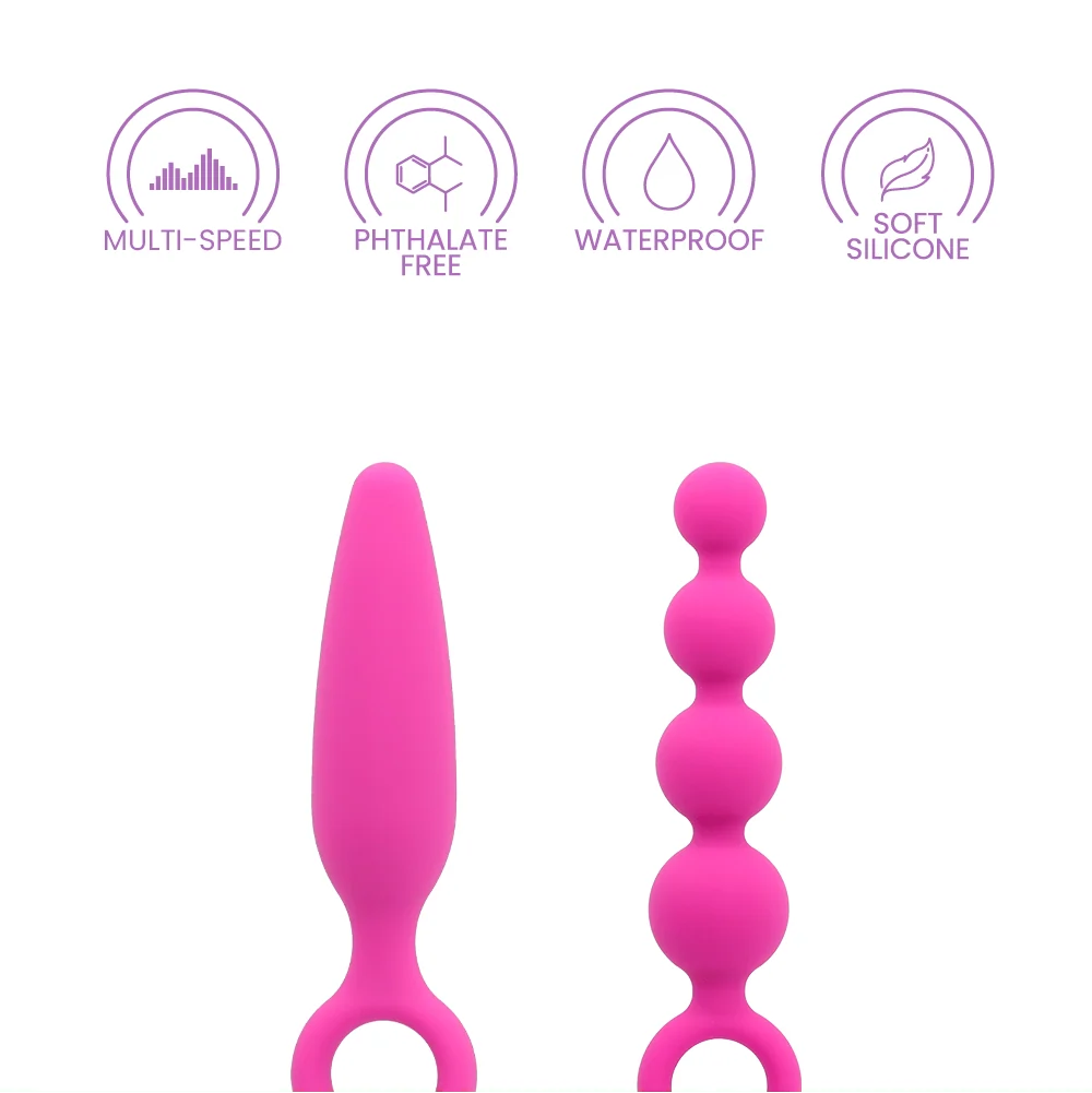 Booty Call® Vibro Kit in Pink, 3-Piece Anal Toy Set with Bullet