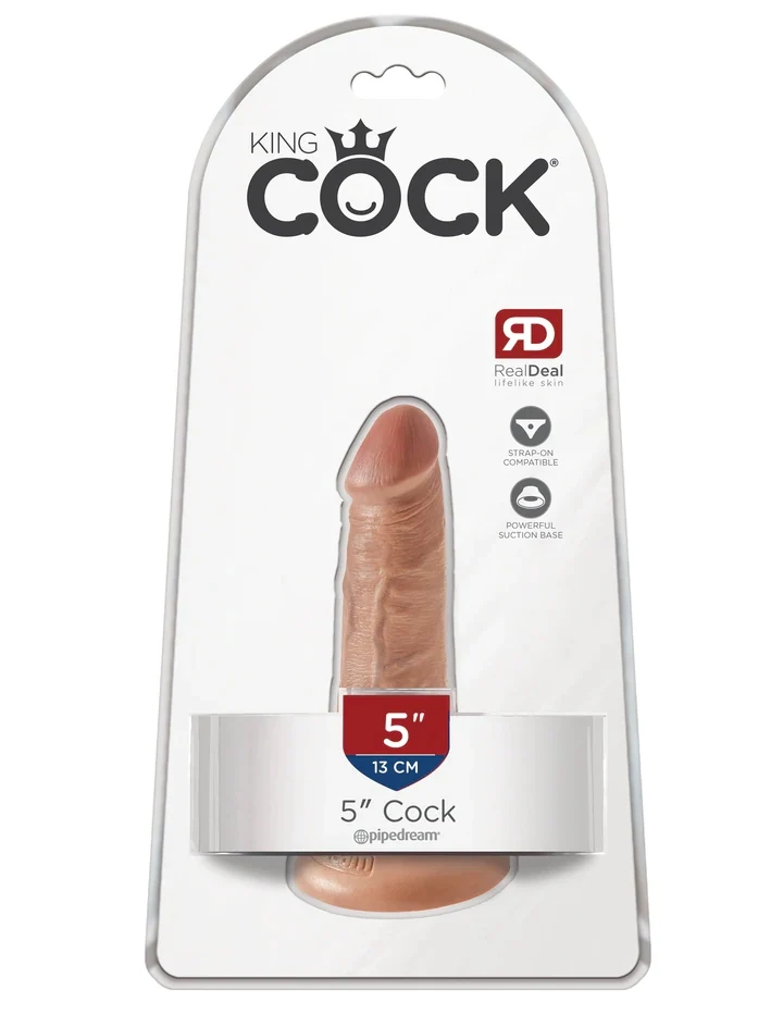 King Cock 5" Dildo with Suction Cup and Harness Base