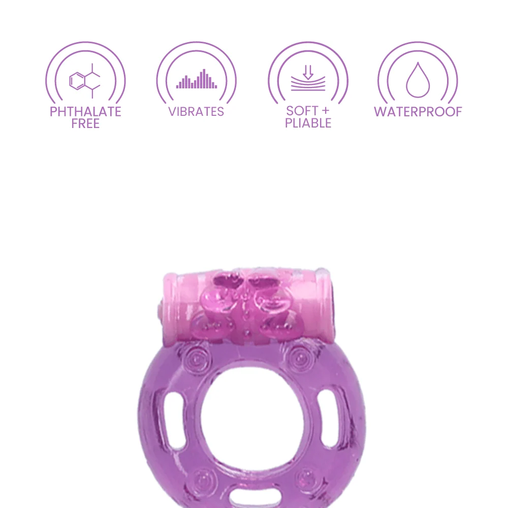 Macho Collection Stretchy Vibrating Cock Ring with Nubby Ticklers
