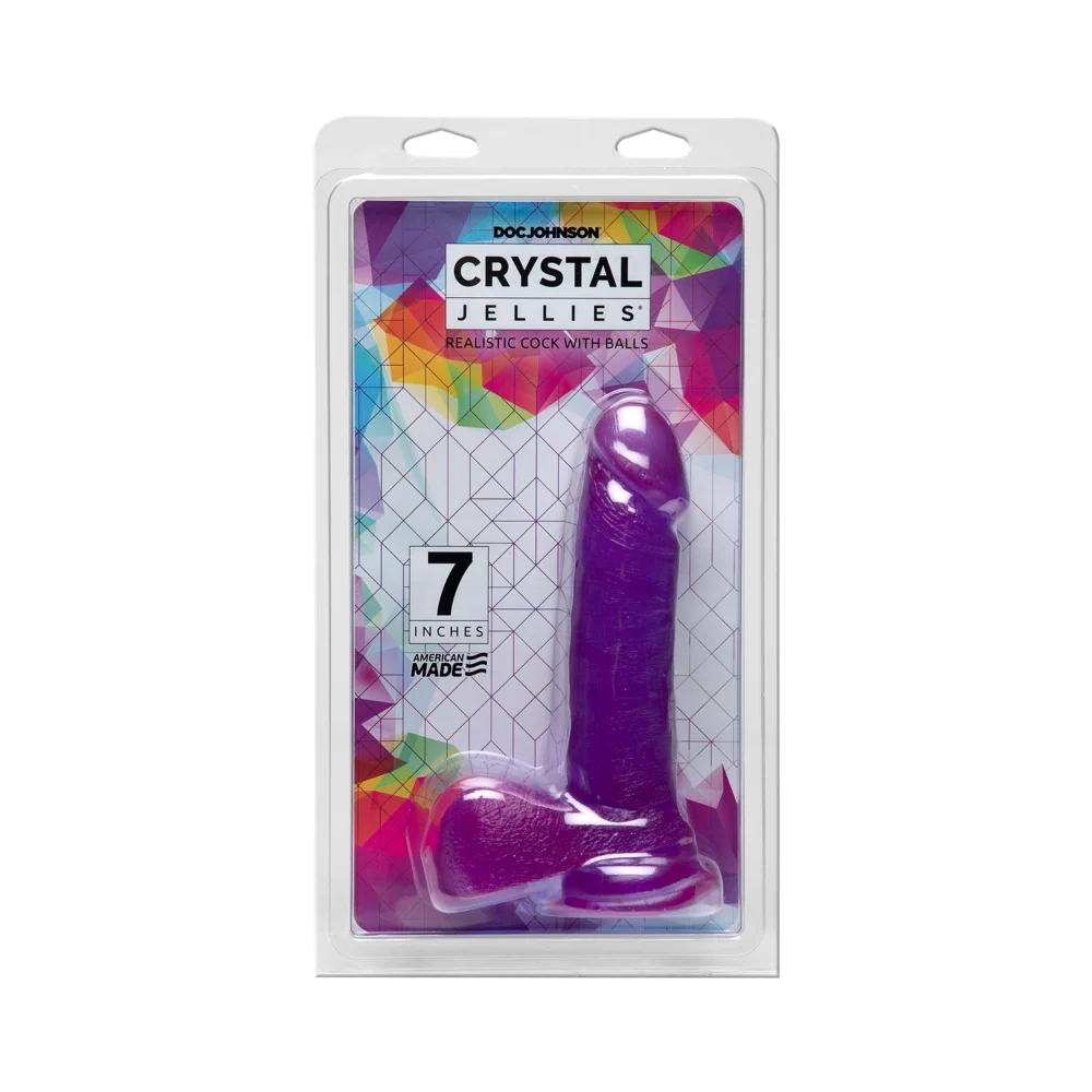Crystal Jellies Purple 7" Realistic Cock With Balls Dildo