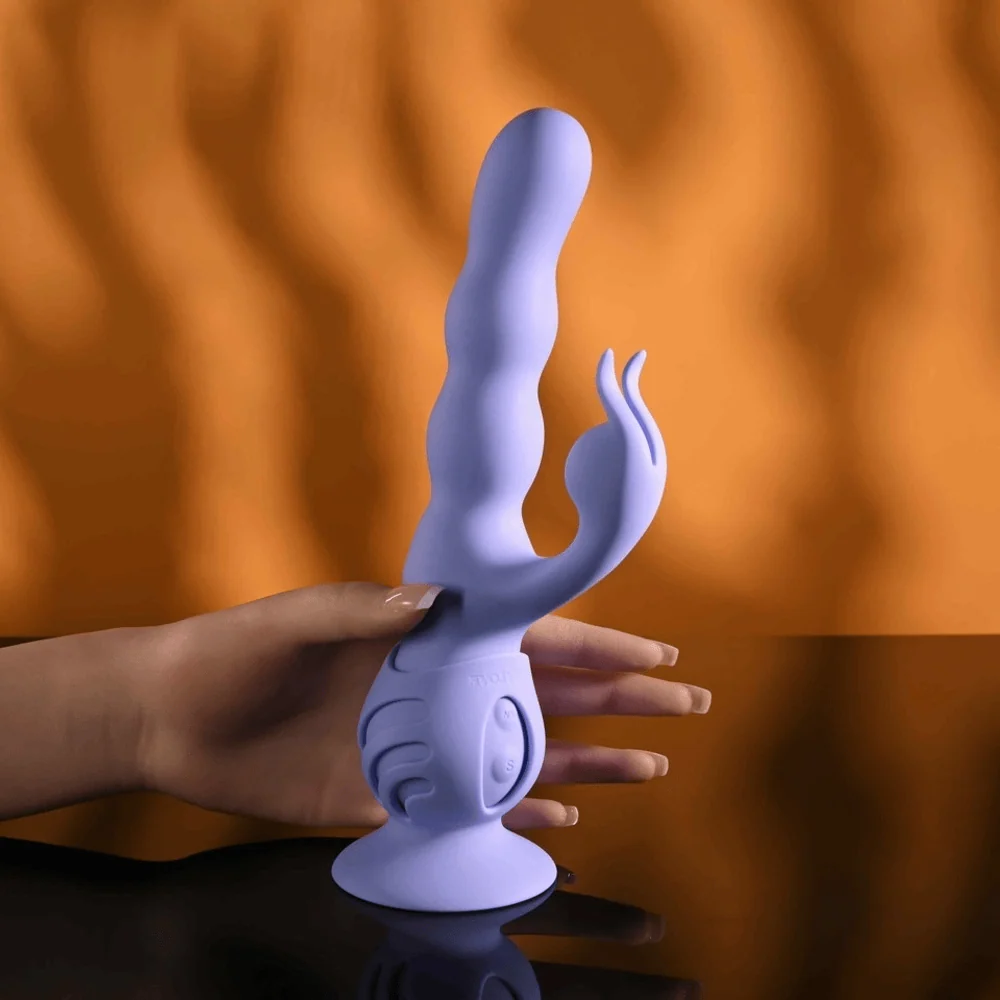 Evolved Wiggly Bunny 紫色旋转兔形振动棒（带吸盘底座）