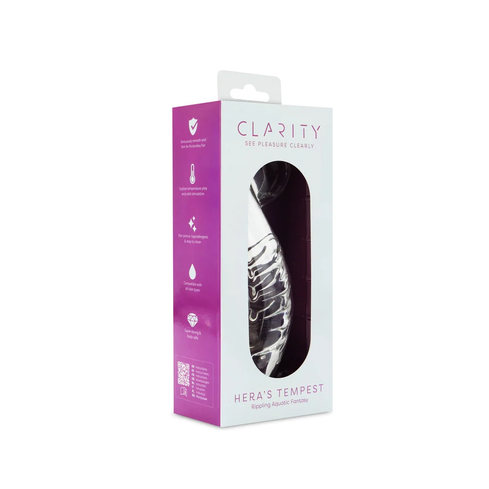 Clarity Hera's Tempest 5.5-Inch Glass Dildo with Sculptural Circular Handle