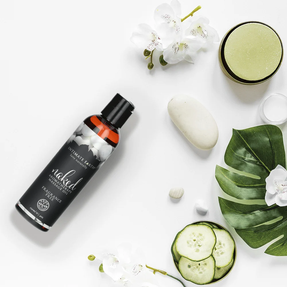 Intimate Earth Massage Oil in Fresh Cut Grass Scent