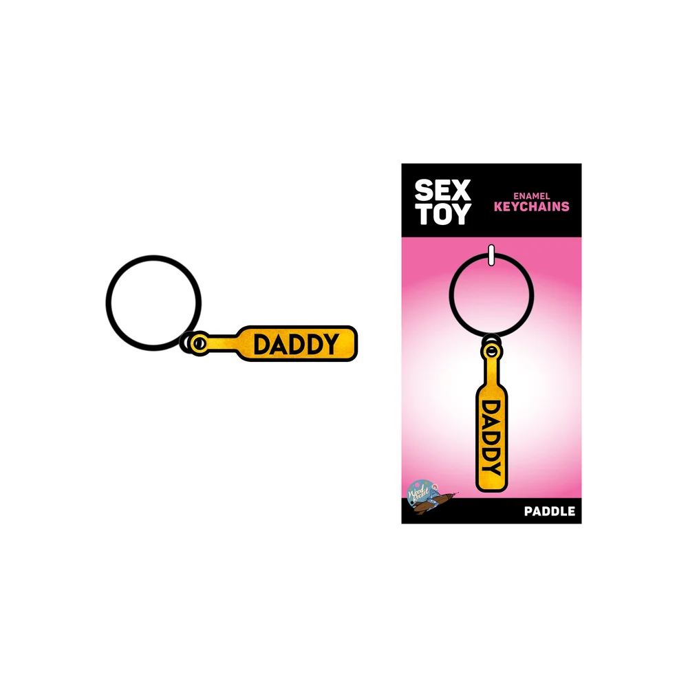 Daddy Paddle Enamel Keychain in Gold and Black