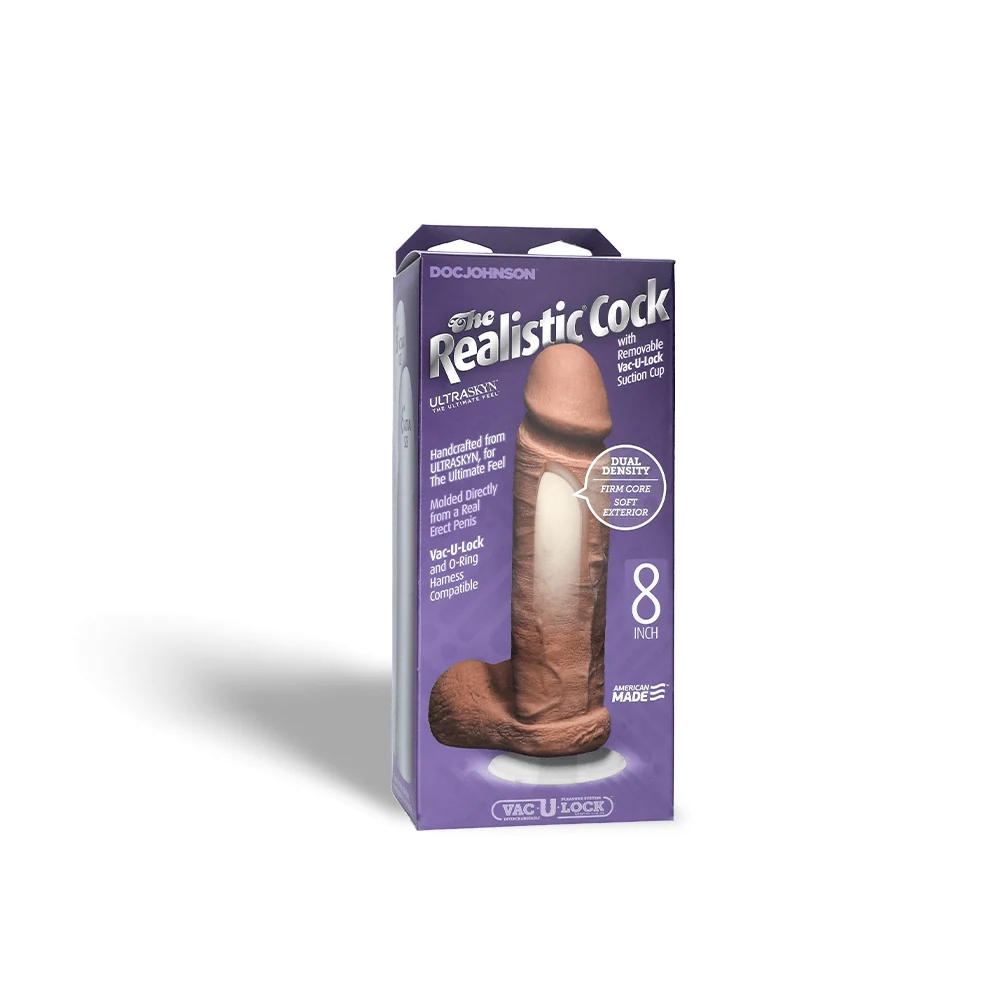 Doc Johnson Realistic Cock 8 Inch UR3 Brown Vac-U-Lock