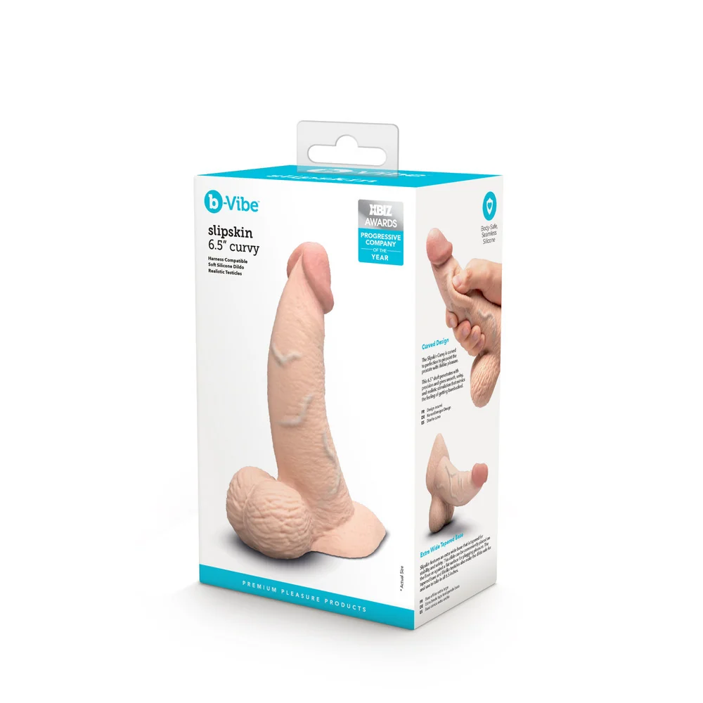 B-Vibe Slipskin Curved Realistic 6.5-Inch Silicone Dildo