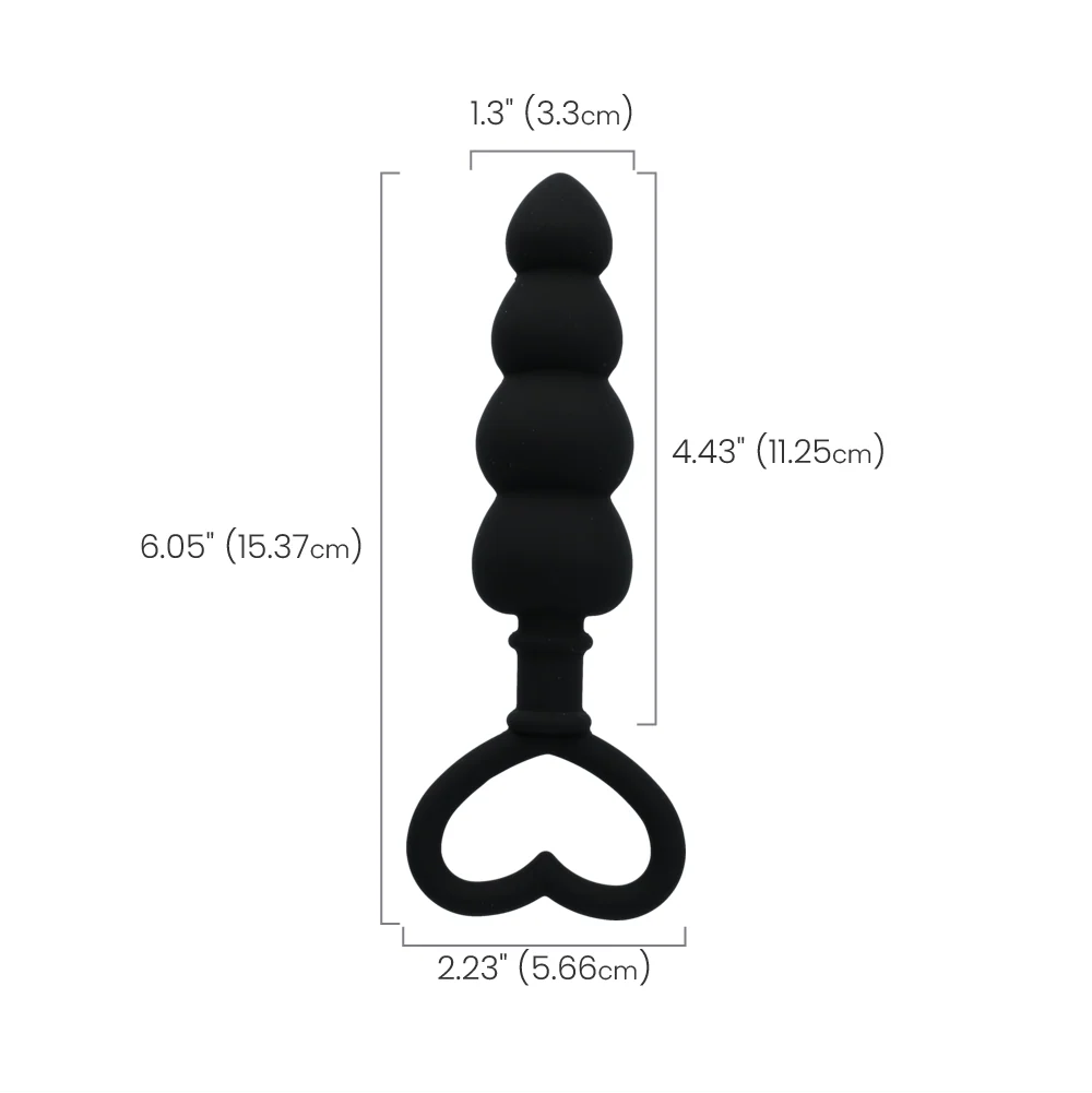 Silicone Love Probe™ Graduated Anal Plug with Heart Finger Loop