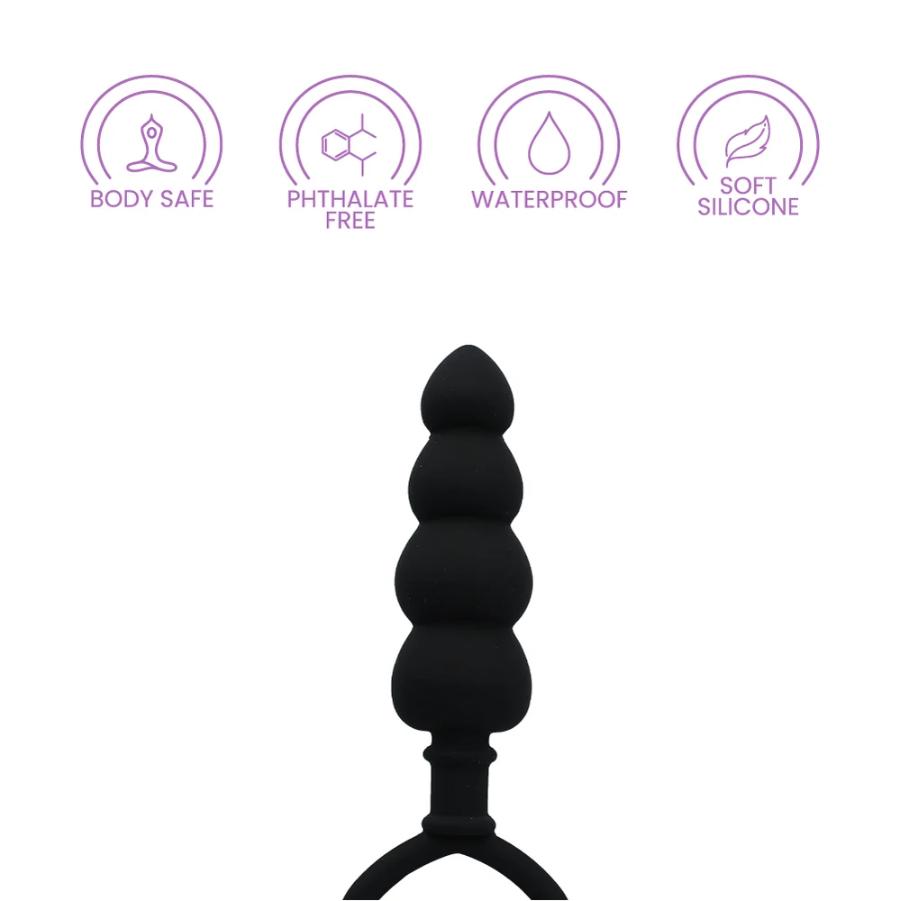 Silicone Love Probe™ Graduated Anal Plug with Heart Finger Loop