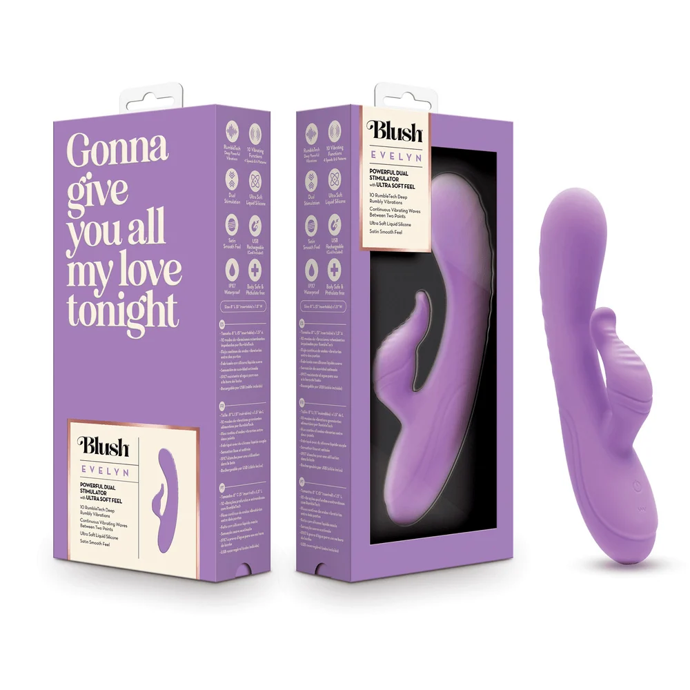 Blush Evelyn Purple Rabbit Vibrator with 10 Vibration Modes