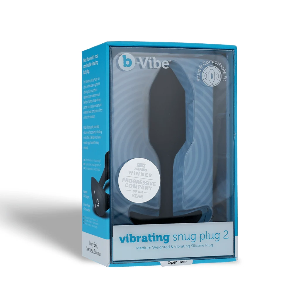 B-Vibe Vibrating Snug Plug 2 in Black for Extended Wear