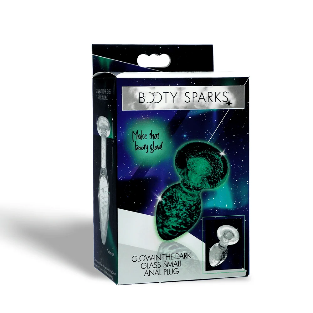 Booty Sparks Glow in the Dark Glass Plug, Small Size