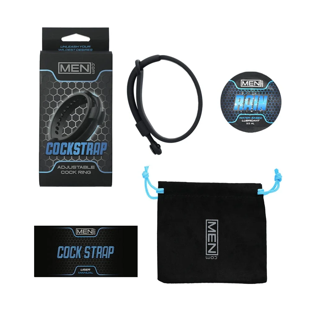 Men.com Cock Strap Adjustable Cock Ring with Snap Closure