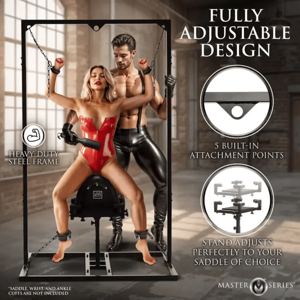 Master Series Pleasure Post Sex Saddle Frame with Chains and Cuffs