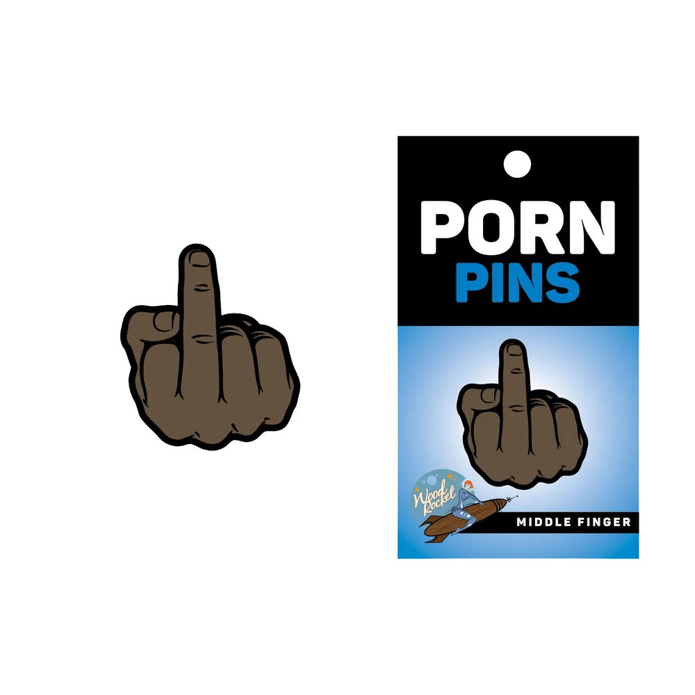 Brown Middle Finger Enamel Lapel Pin from WoodRocket Porn Pins
