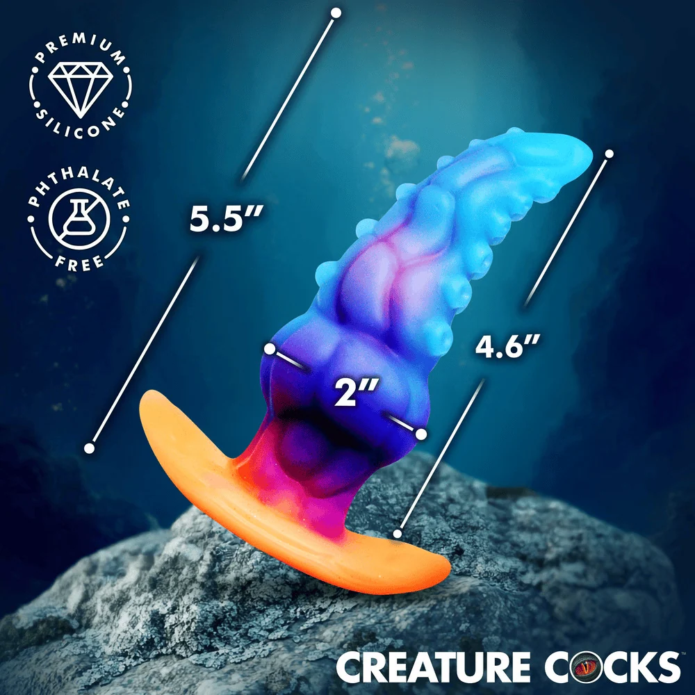 Creature Cocks Glowtopus Glow-in-the-Dark Silicone Butt Plug with Sculpted Ridges