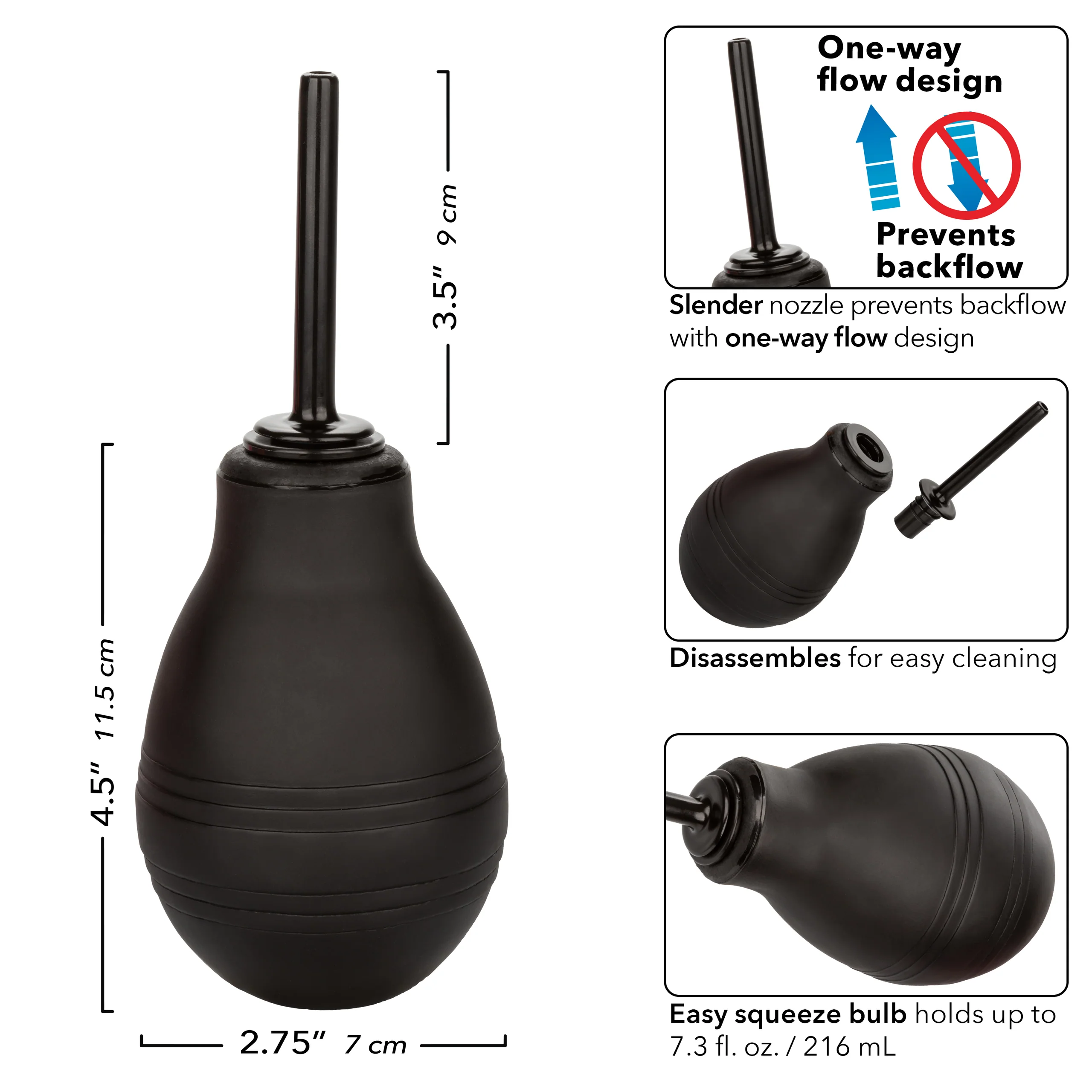 California Exotic One-Way Anal Douche With Leak-Proof Nozzle and 7.3 fl oz Bulb