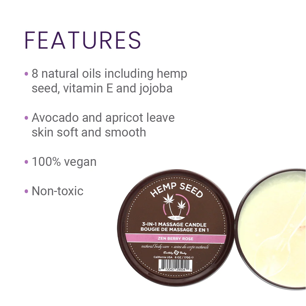 Hemp Seed Massage Candle That Melts into Warm Massage Oil