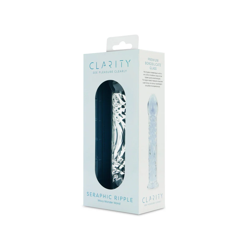 Clarity Seraphic Ripple 6.2-Inch Textured Glass Dildo with Wave Ridges