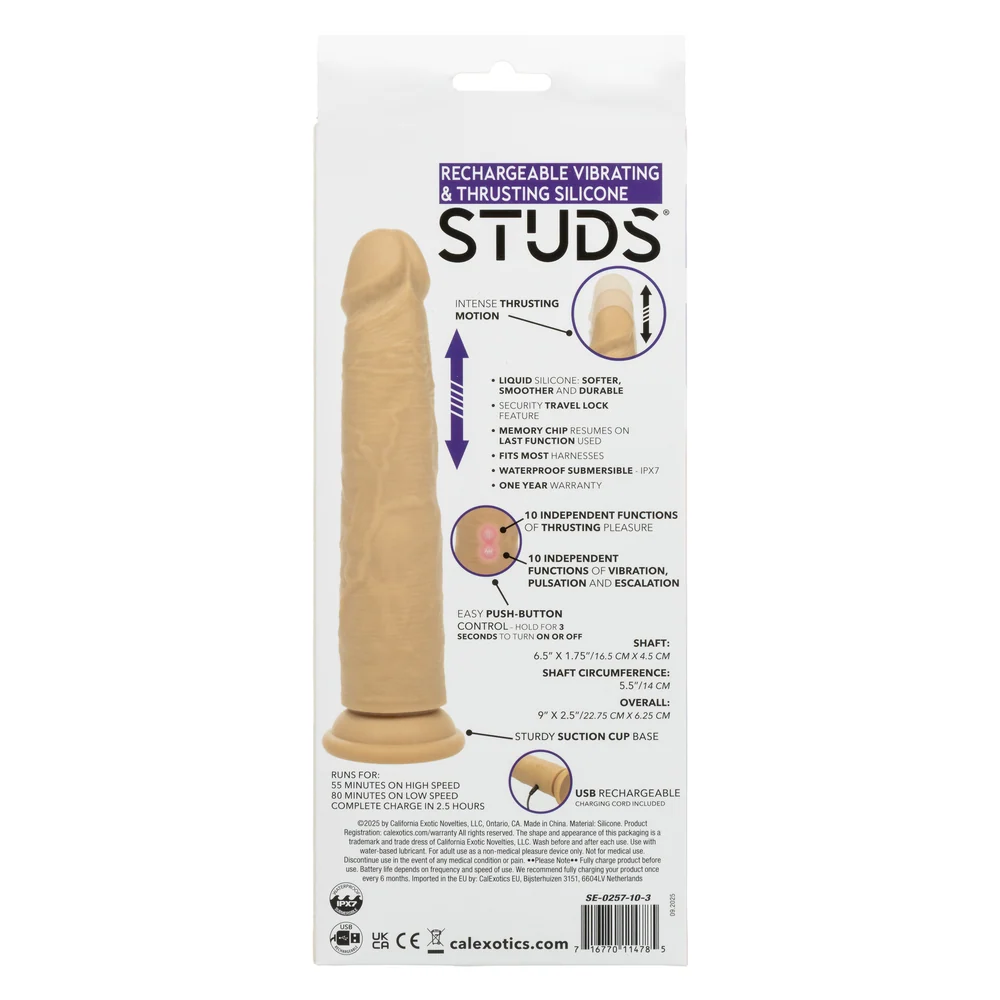 CalExotics Silicone Studs Rechargeable Vibrating and Thrusting Dildo
