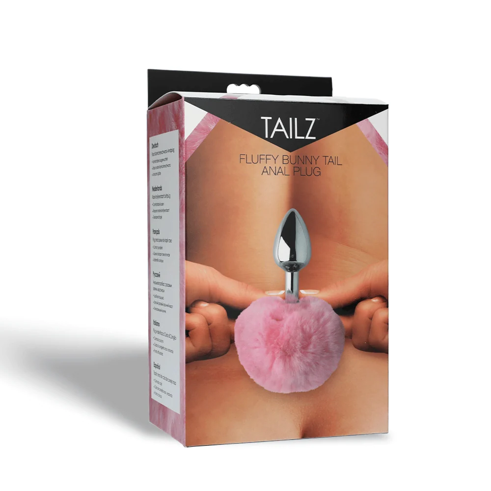 Tailz Fluffy Bunny Tail Weighted Metal Plug in Pink