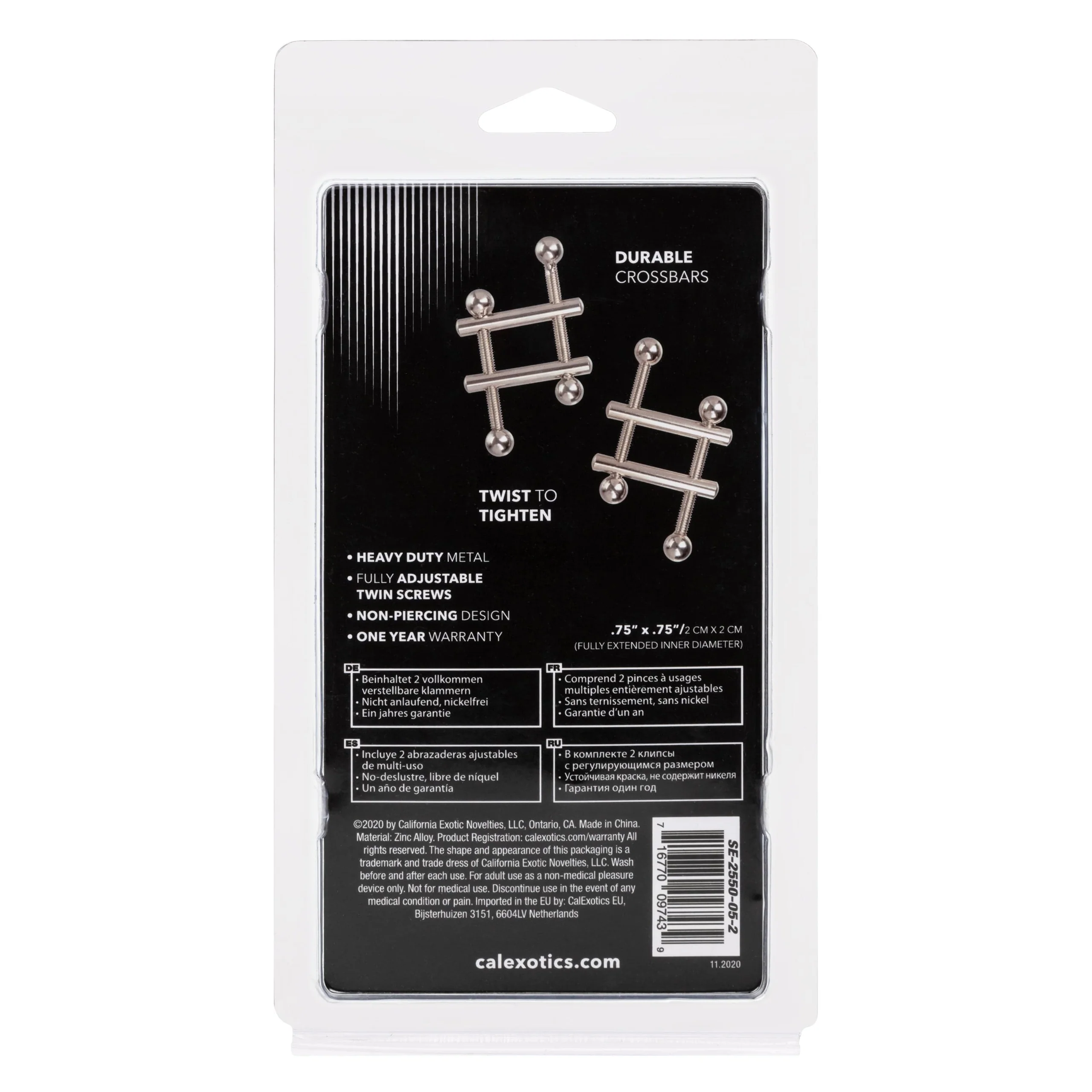 Nipple Play Nipple Grips Crossbar Nipple Vices, Adjustable Metal Clamps, 2 Pack