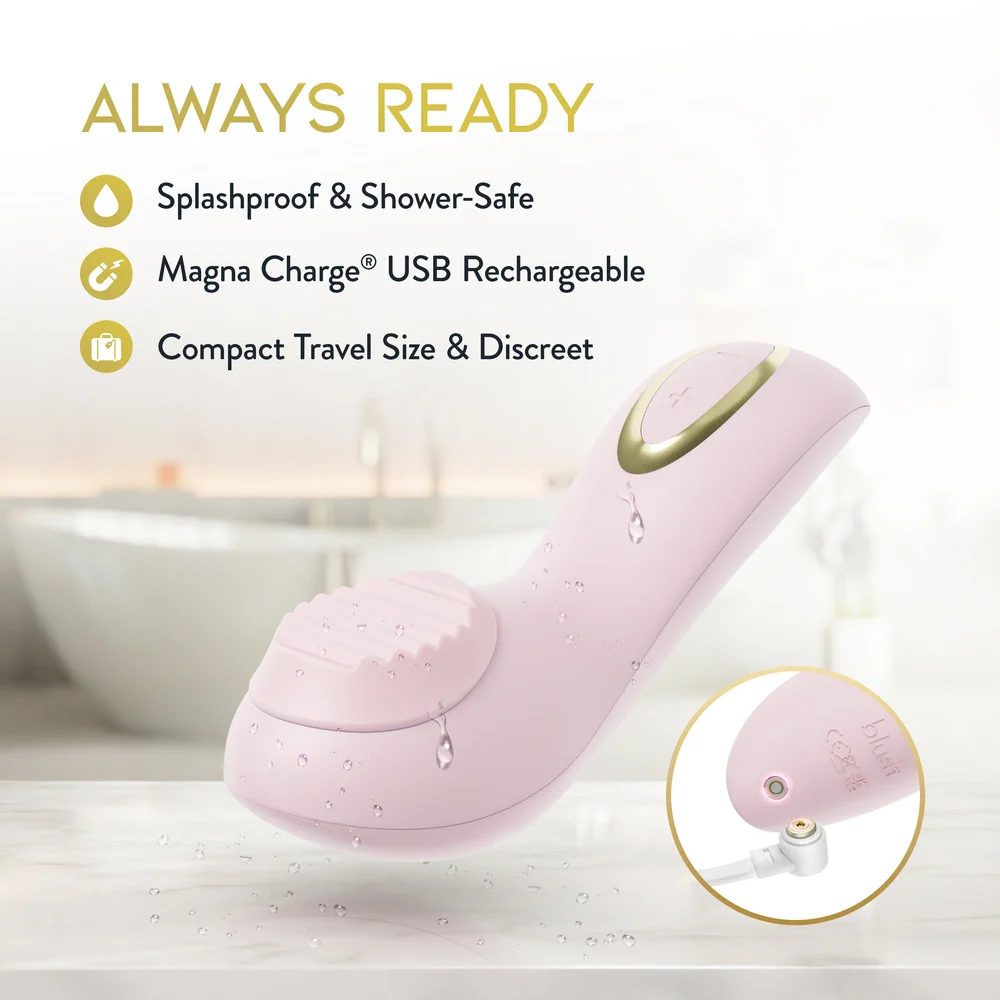 Blush Delice Dahlia Silicone Pulsing Clitoral Vibrator With Rotating Pearl