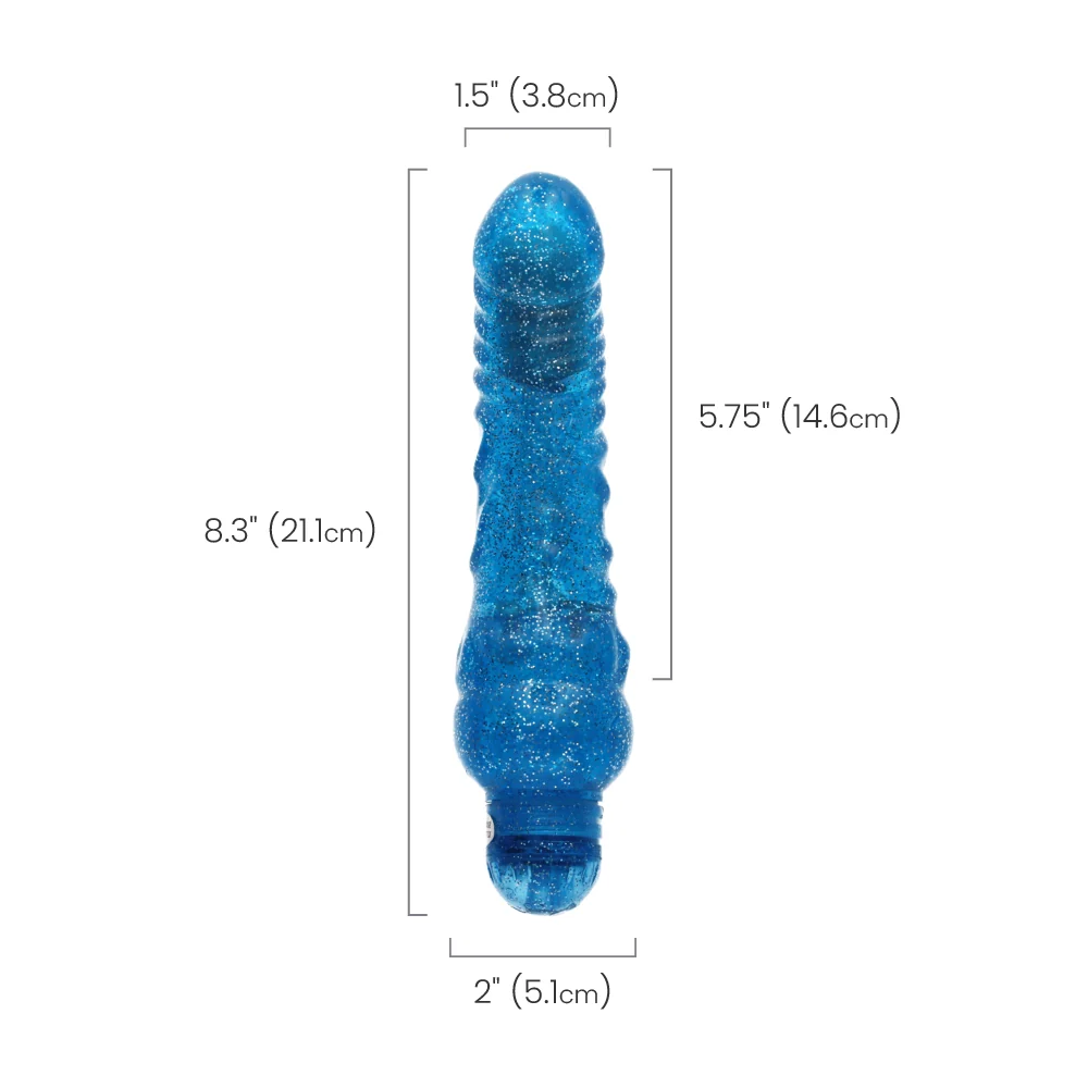 Sparkle Glitter Jack 蓝色螺纹振动器，带速度拨盘