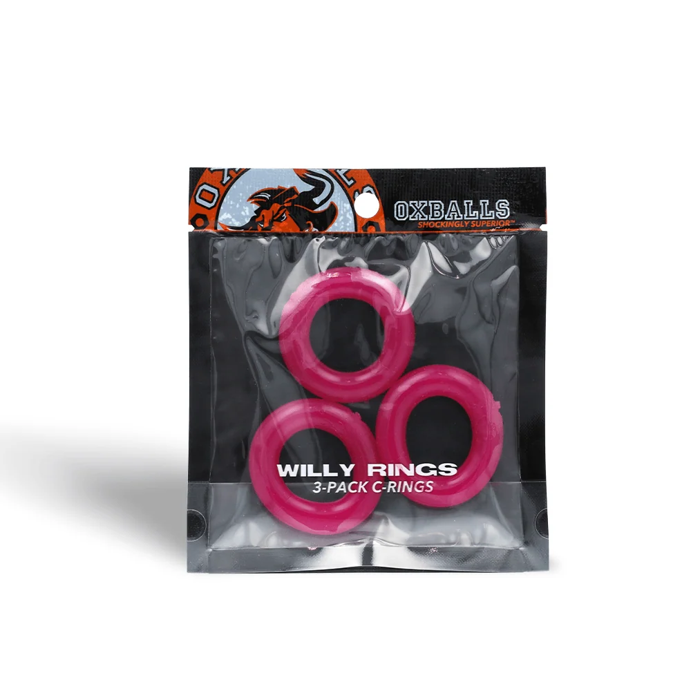 Oxballs Willy Rings Hot Pink Super Stretch Cockrings 3-Pack
