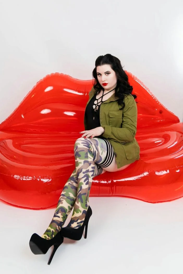 Kix'ies Camo Print Thigh High Stockings With No-Slip Grip