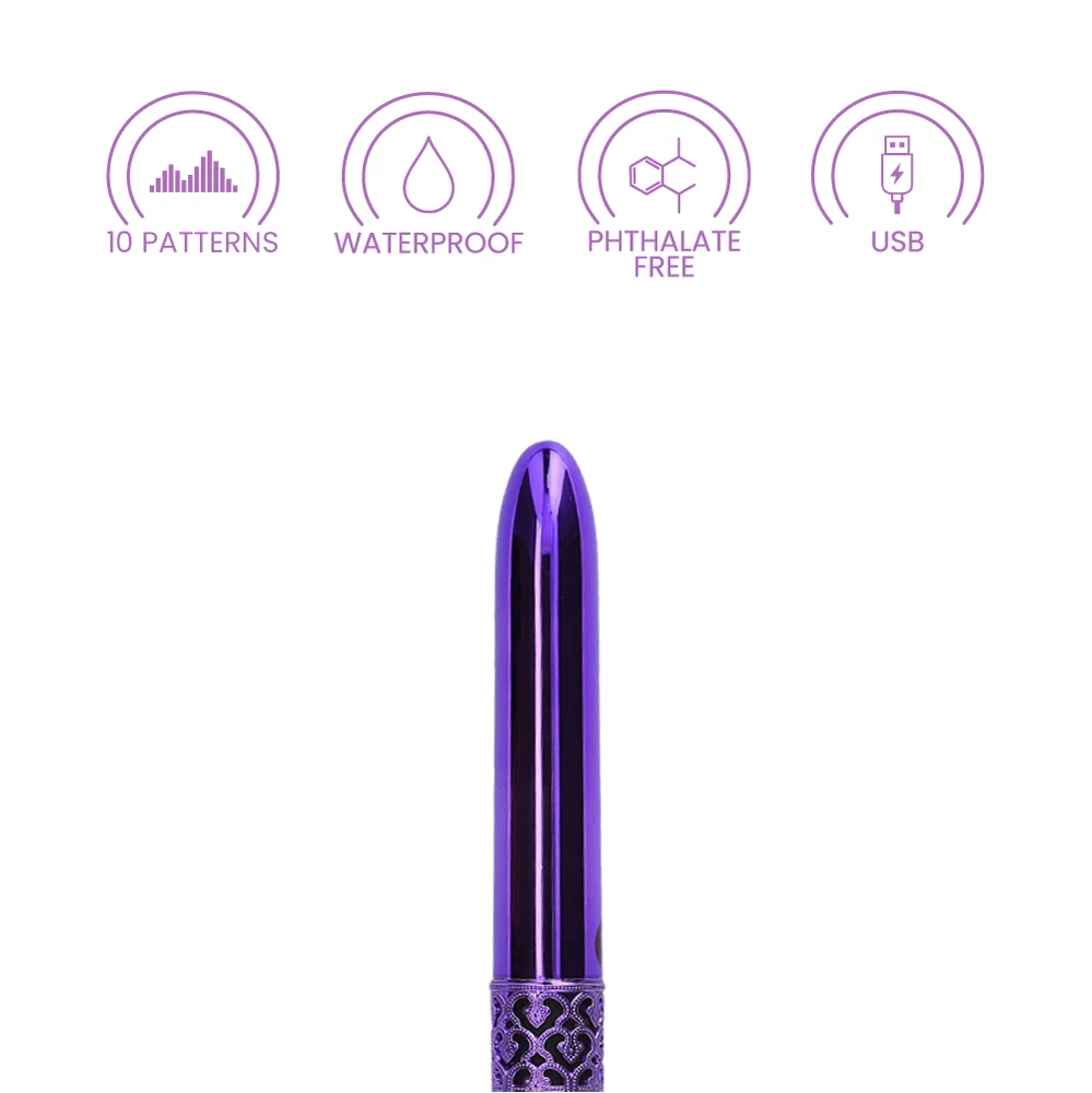 Royal Gems Shiny Slim Metal Rechargeable Vibrator
