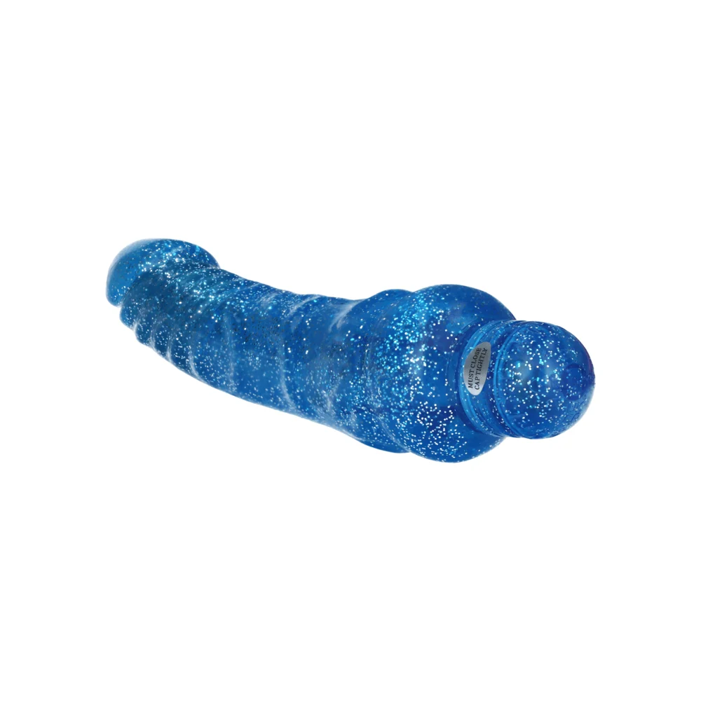 Sparkle Glitter Jack 蓝色螺纹振动器，带速度拨盘