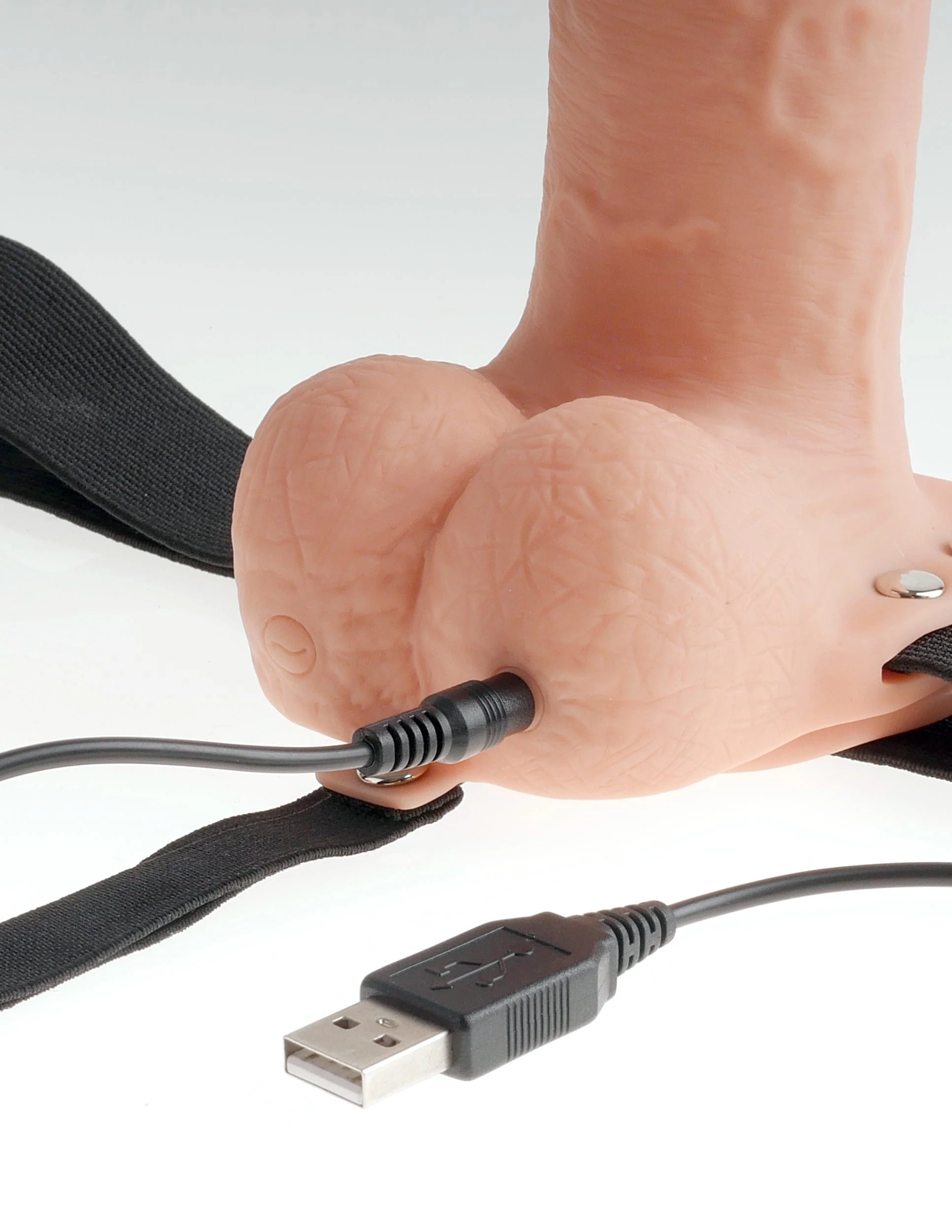 Fetish Fantasy 7" Hollow Rechargeable Strap-On with Balls