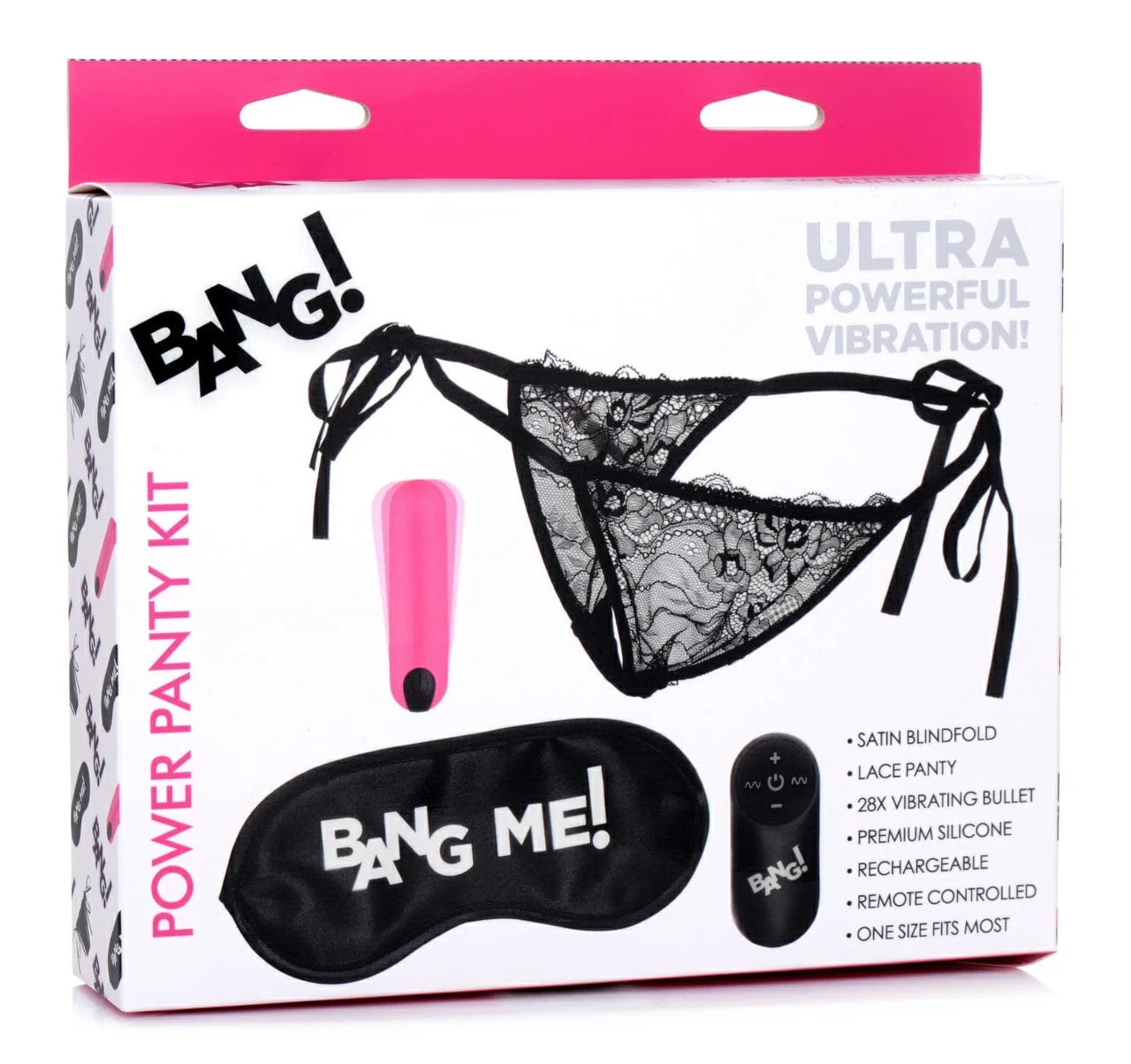 BANG! Power Panty Lace Panties with Bullet Vibrator and Blindfold Kit